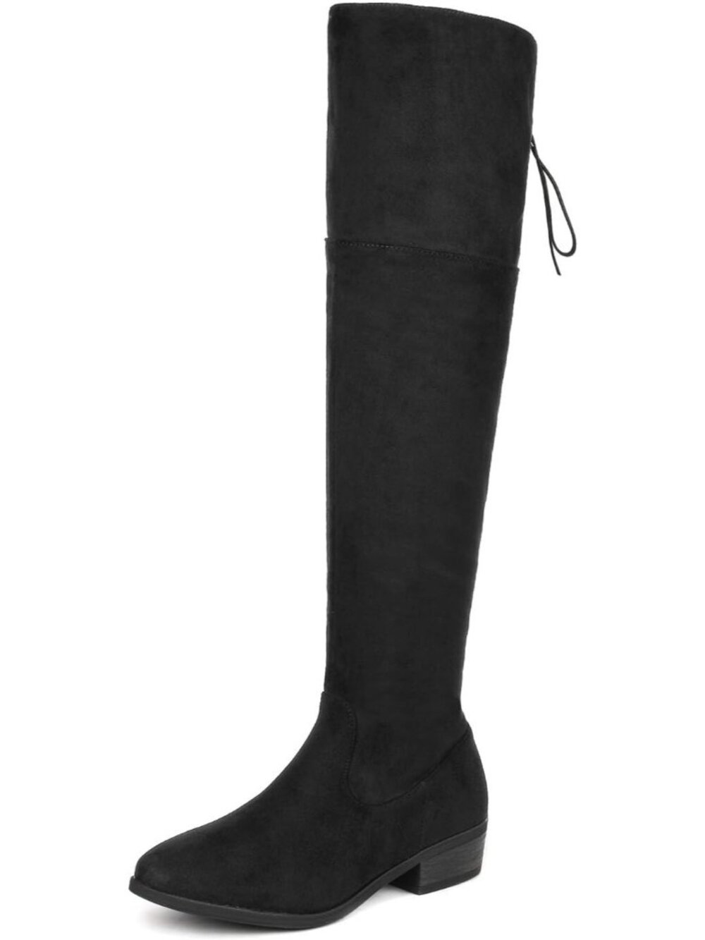 DREAM PAIRS Women's Lei-Black Low Heel Thigh High Over The Knee Flat Tall Boots